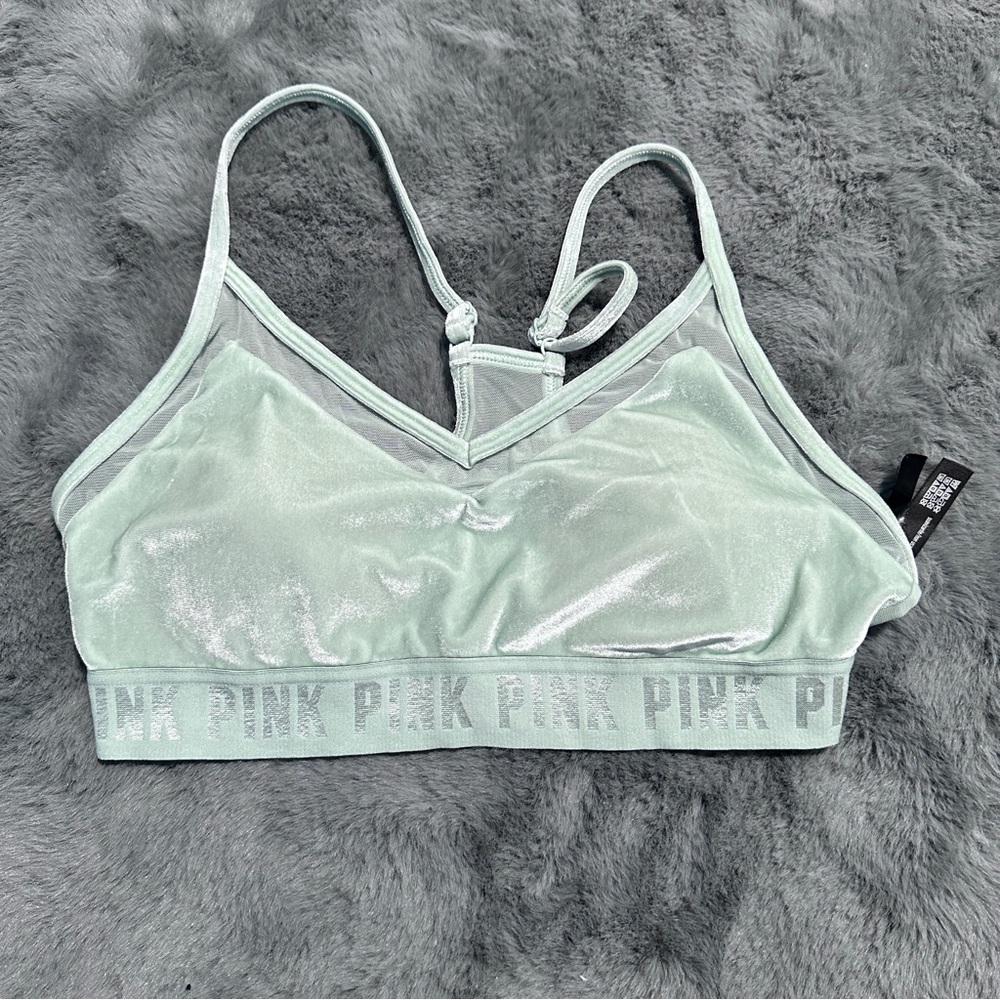 PINK Victorias Secret Ultimate Lightly Lined Blue Sports Bra